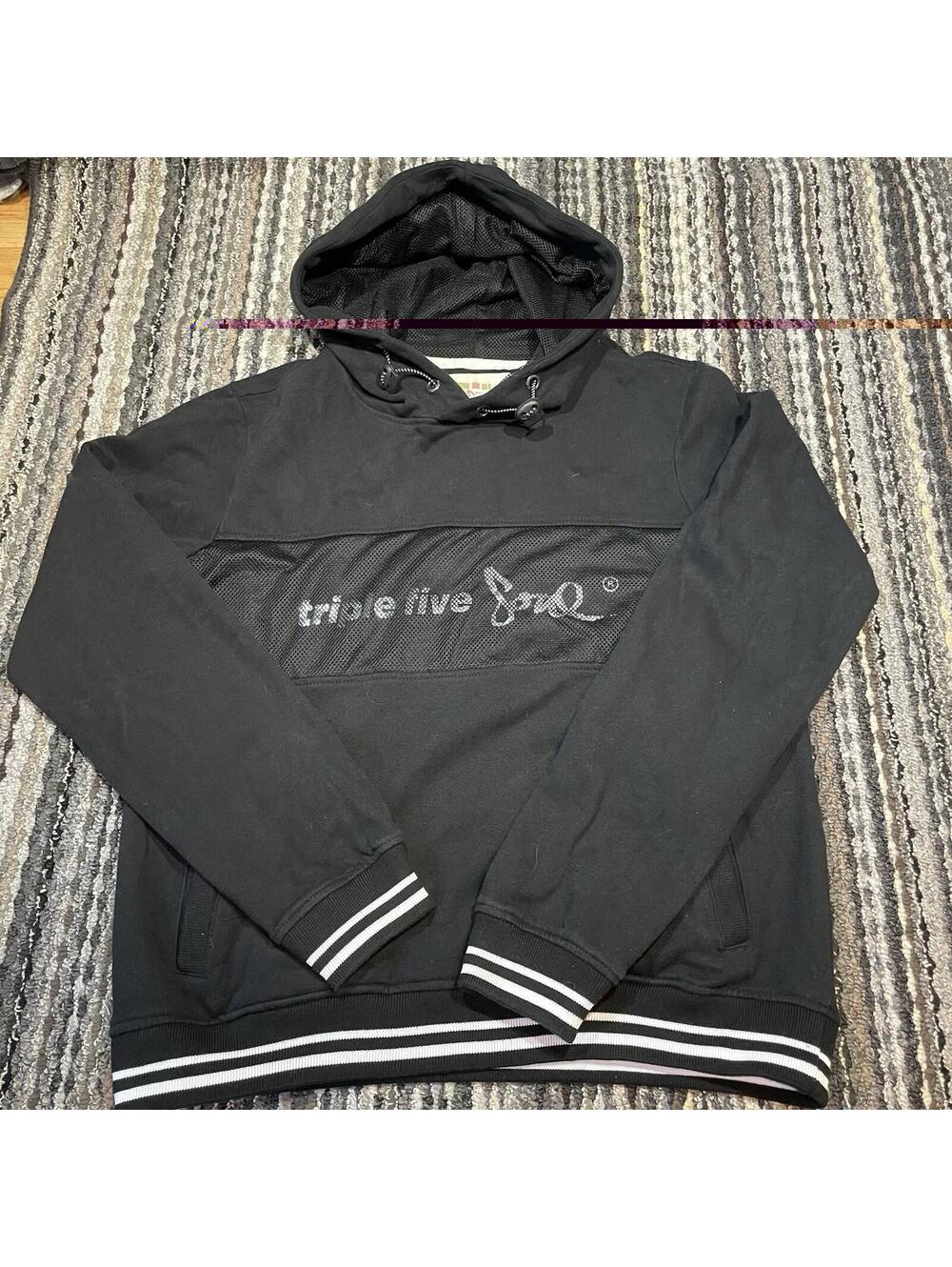 VTG Y2K Triple Five Soul Men’s Black Mesh Panel Hoodie Sweatshirt Hooded Small